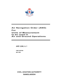 Air Navigation Order (ANO) For Units of Measurement to be used in