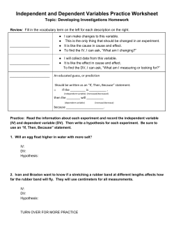 Independent and Dependent Variables Practice Worksheet