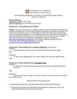 Summer Reading Assignment for Incoming 11th Grade AICE
