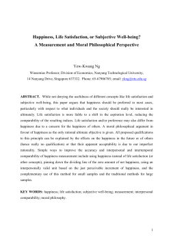 Happiness, Life Satisfaction, or Subjective Well Being