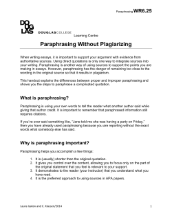 Paraphrasing Without Plagiarizing