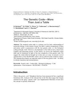 The Genetic Code&mdash;More Than Just a Table