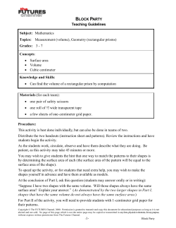 BLOCK PARTY Teaching Guidelines Subject