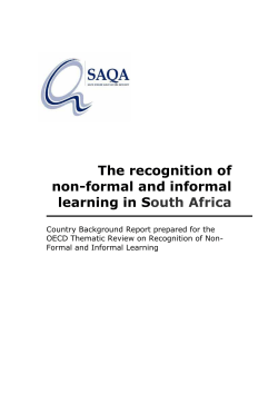 The recognition of non-formal and informal learning in South Africa