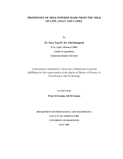 PROPERTIES OF MILK POWDER MADE FROM THE MILK OF COW