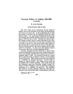 Personal Politics In Indiana 1816-1840