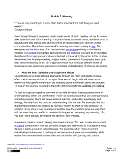 Module 5: Meaning &ldquo;There is only one thing in a work of art that is