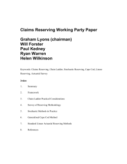Claims Reserving Working Party paper