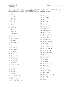 ALGEBRA II Name___________________ Factoring