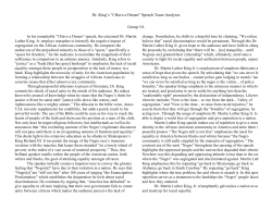 Dr. King`s &ldquo;I Have a Dream&rdquo; Speech Team Analyses Group 5A