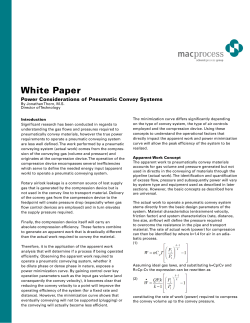 Power Considerations of Pneumatic Convey Systems