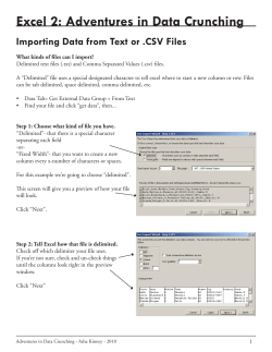 Excel 2: Adventures in Data Crunching