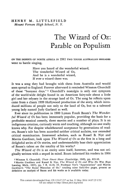 The Wizard of Oz: Parable on Populism