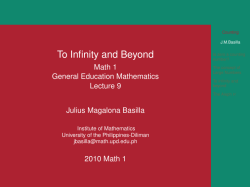 To Infinity and Beyond - Institute of Mathematics