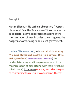 Prompt 2: Harlan Ellison, in his satirical short story &ldquo;`Repent