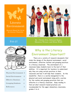 Literate Environment Inside Why is the Literacy Environment