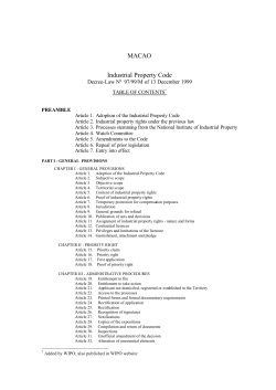 MACAO Industrial Property Code