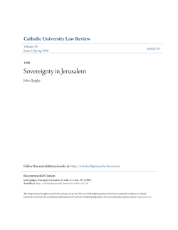 Sovereignty in Jerusalem - CUA Law Scholarship Repository