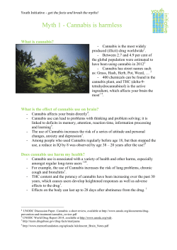 Myth 1 - Cannabis is harmless