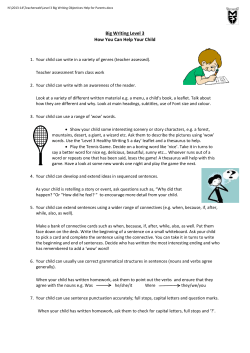 Big Writing Level 3 How You Can Help Your Child