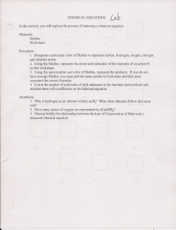 CHEMICAL EQUATIONS In this activity you will