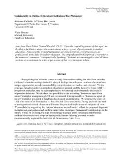 Sustainability in Outdoor Education: Rethinking Root Metaphors