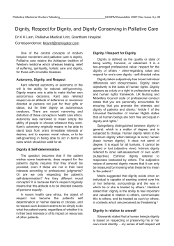 Dignity, Respect for Dignity, and Dignity Conserving in Palliative Care