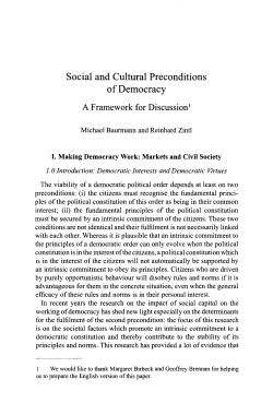 Social and Cultural Preconditions of Democracy