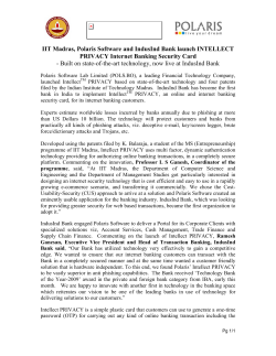 IIT Madras, Polaris Software and IndusInd Bank