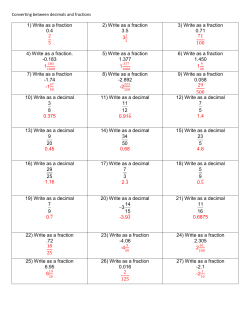 1) Write as a fraction 0.4 2 5 2) Write as a fraction 3.5 3 3) Write as a