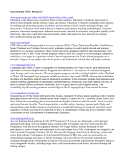 International TEFL Resources www.peacecorps.gov/index.cfm?shell