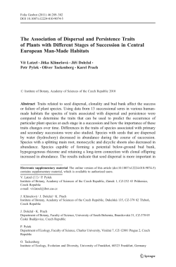 The Association of Dispersal and Persistence Traits of Plants with