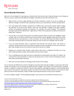 Active Reading Strategies - Rutgers School of Nursing