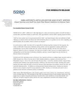 5280 appoints articles editor and staff writer for