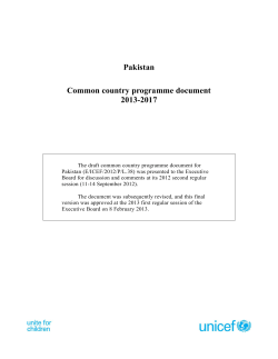 Pakistan Common country programme document 2013-2017