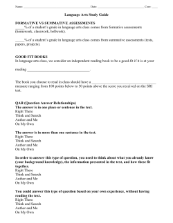 Language Arts Study Guide FORMATIVE VS SUMMATIVE