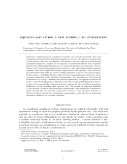 EQUALITY SATURATION - Cornell Computer Science
