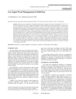 Low Input Weed Management in Field Peas