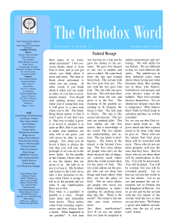 Pastoral Message - St. Nicholas Greek Orthodox Church