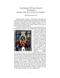 Pope Benedict XVI Says Vatican II Was Initiated Because of the