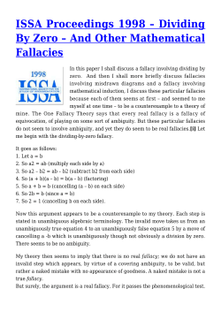 Dividing By Zero &ndash; And Other Mathematical Fallacies
