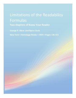 Limitations of the Readability Formulas