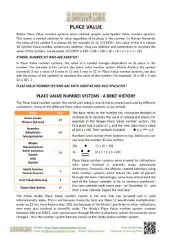 place value - A Learning Place A Teaching Place