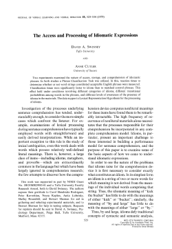The Access and Processing of Idiomatic Expressions