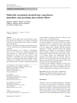 Psilocybin occasioned mystical-type experiences