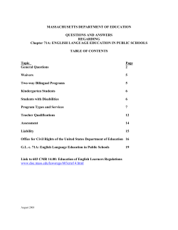 Questions and Answers Regarding Chapter 71A: English Language