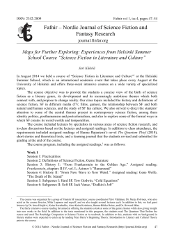 Fafnir &ndash; Nordic Journal of Science Fiction and Fantasy Research