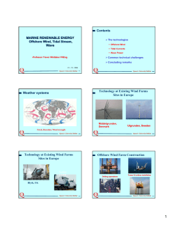 MARINE RENEWABLE ENERGY Offshore Wind, Tidal Stream