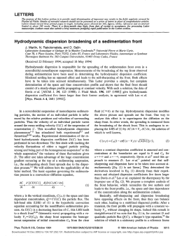Hydrodynamic dispersion broadening of a sedimentation front