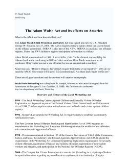 The Adam Walsh Act and its effects on America
